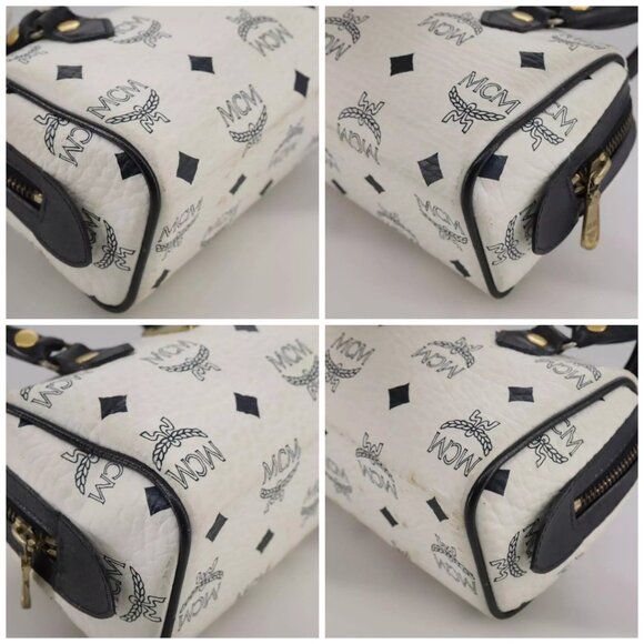 MCM Vicetos Logogram Mini Hand Bag PVC Leather White Auth - Picture 14 of 15